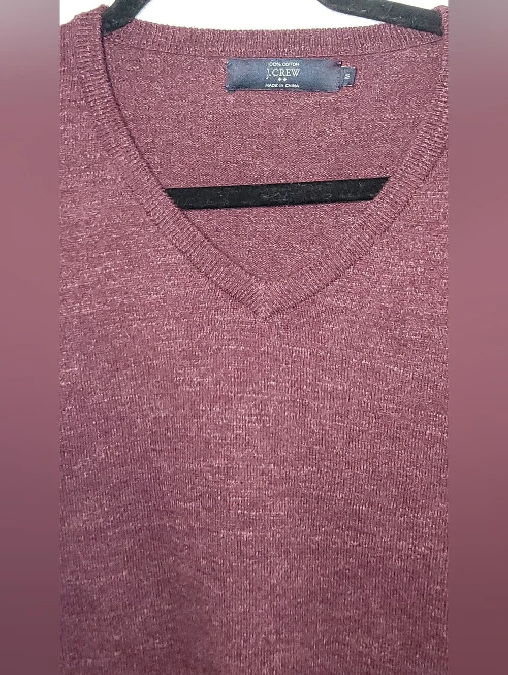 J. Crew Men's V-Neck Sweater in Heathered Burgundy